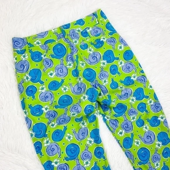 Lilly Pulitzer Vintage Snail Escargot Print Capri Crop Pants Women’s Size 2 - Picture 5 of 8